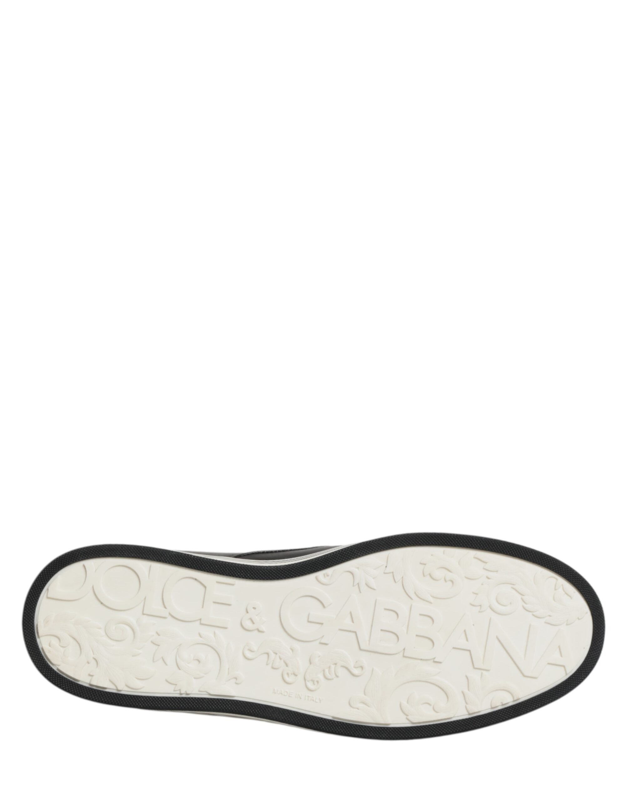 Dolce & Gabbana Black Leather Signature Figures Sneakers Shoes Dolce & Gabbana
