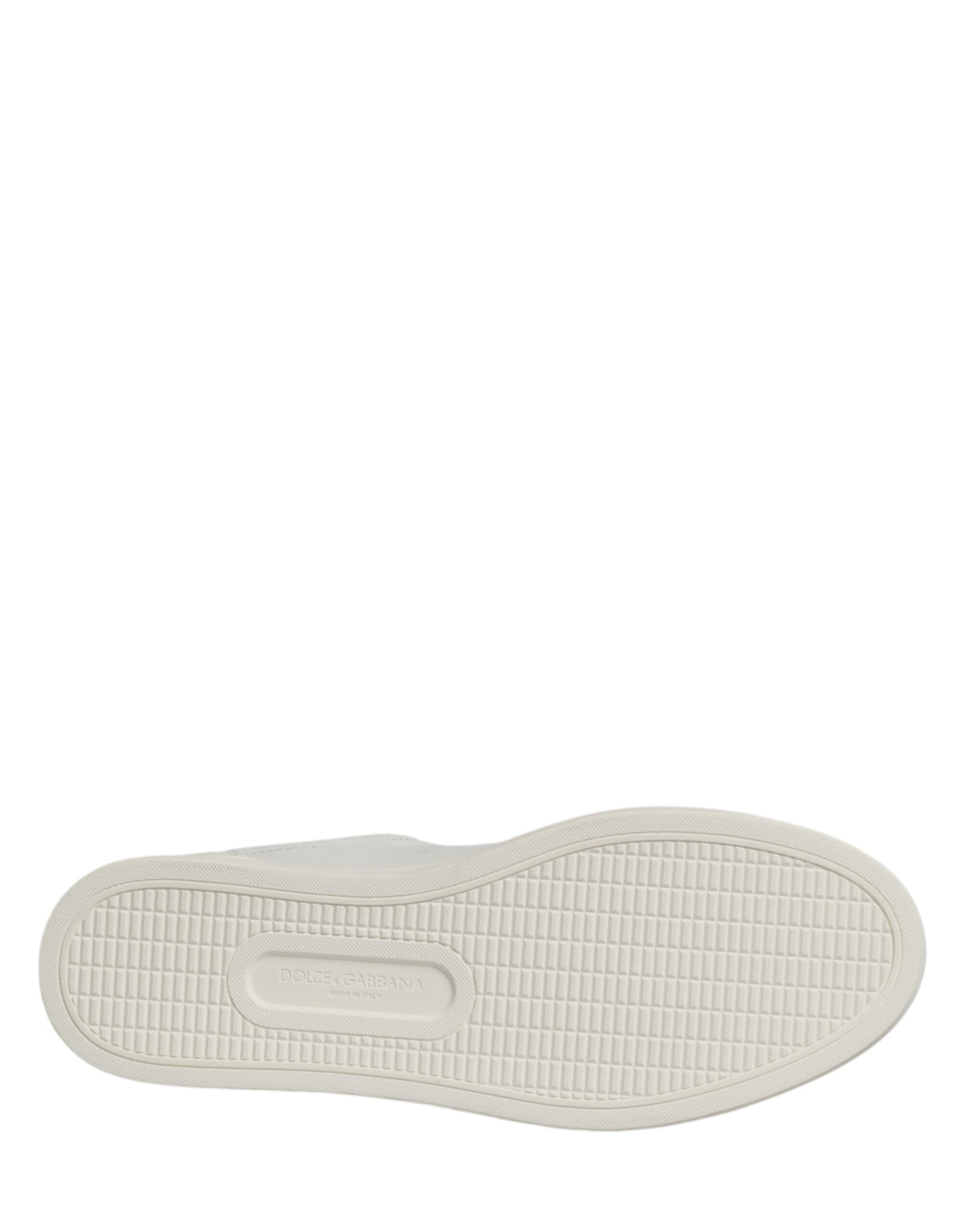 Dolce & Gabbana White Leather Sacred Heart Patch Sneakers Shoes Dolce & Gabbana