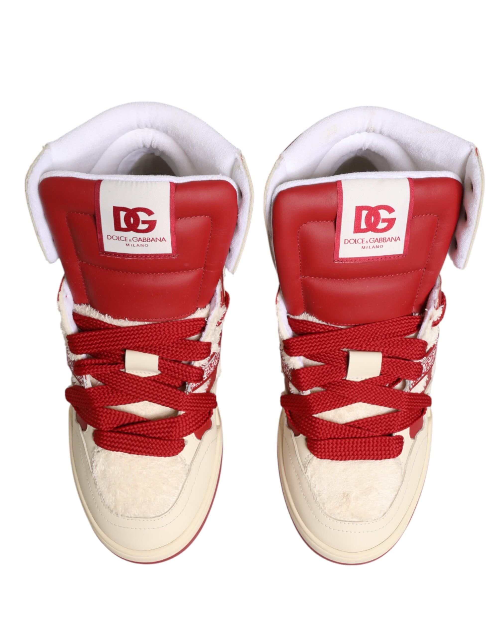 Dolce & Gabbana White Red Custom 2.Zero High Top Men Sneakers Shoes Dolce & Gabbana