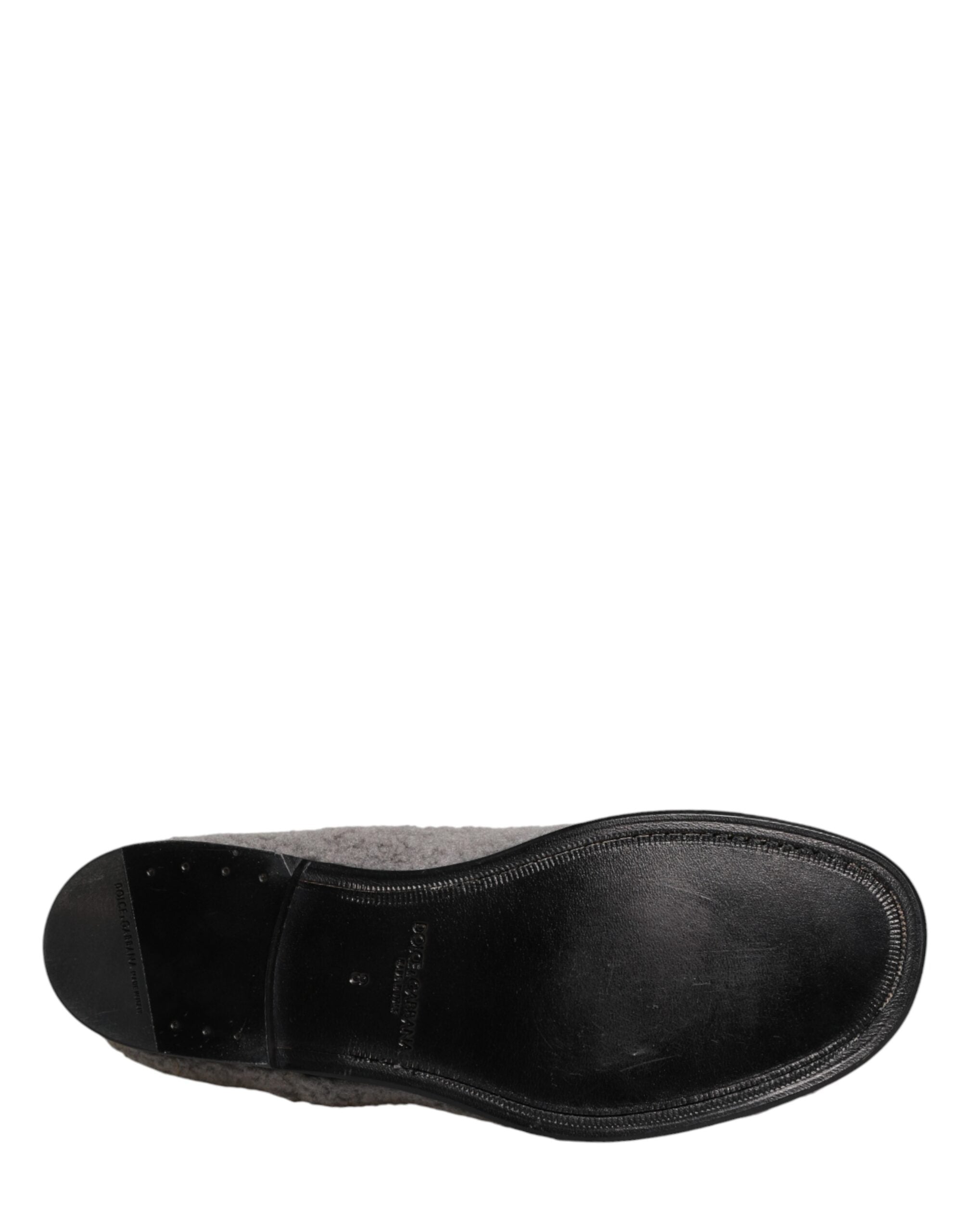 Dolce & Gabbana Gray Fleece Lace Up Men Derby Dress Shoes Dolce & Gabbana
