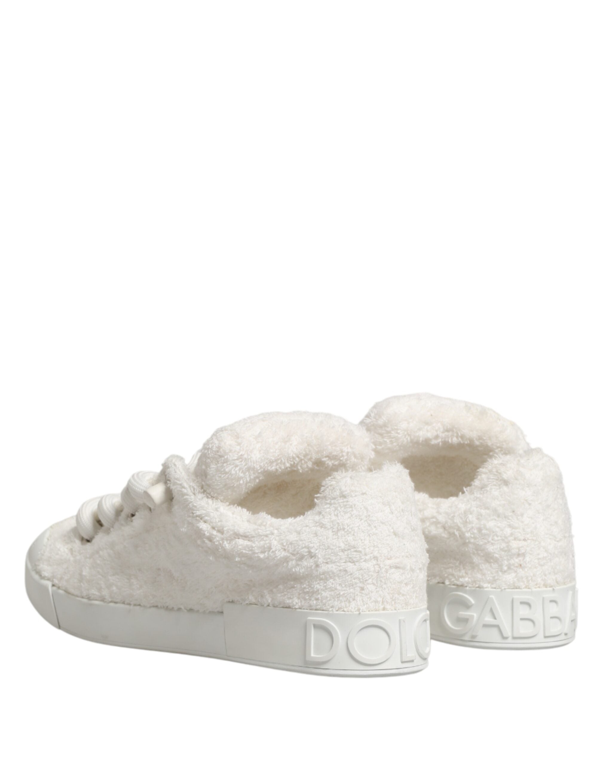 Dolce & Gabbana White Faux Shearling Low Top Sneakers  Shoes Dolce & Gabbana