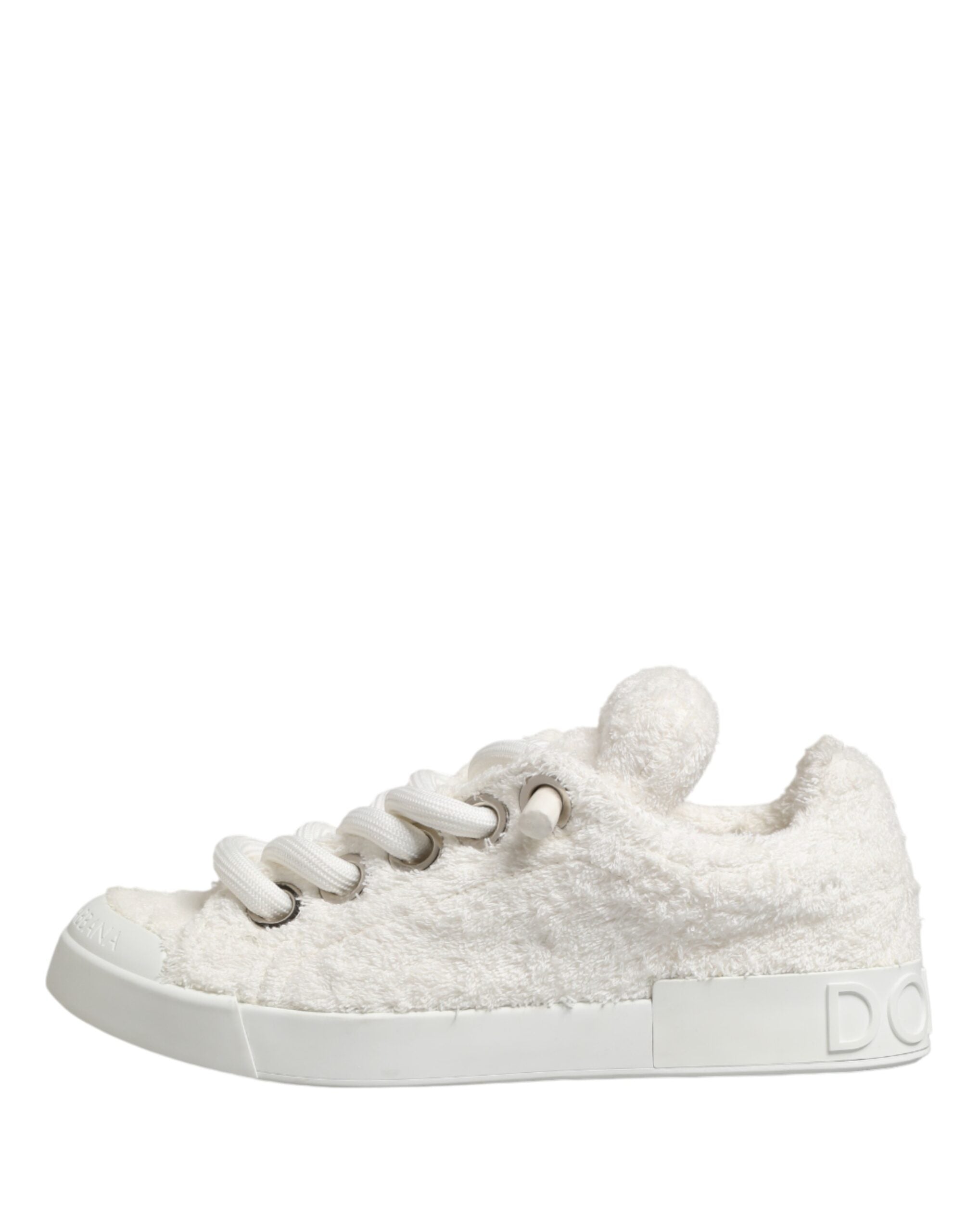 Dolce & Gabbana White Faux Shearling Low Top Sneakers  Shoes Dolce & Gabbana