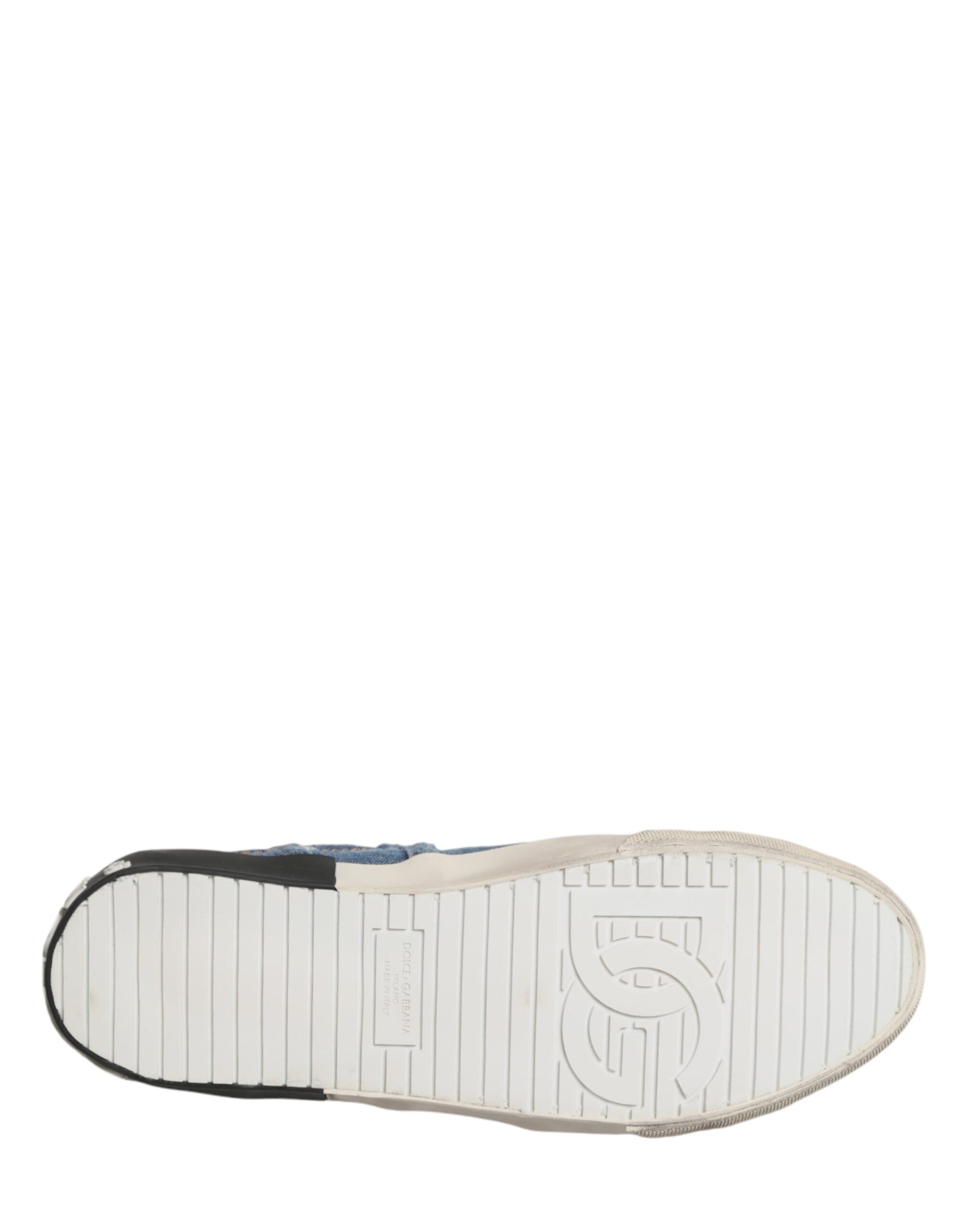 Dolce & Gabbana Blue Distressed Denim Low Top Sneakers Shoes Dolce & Gabbana