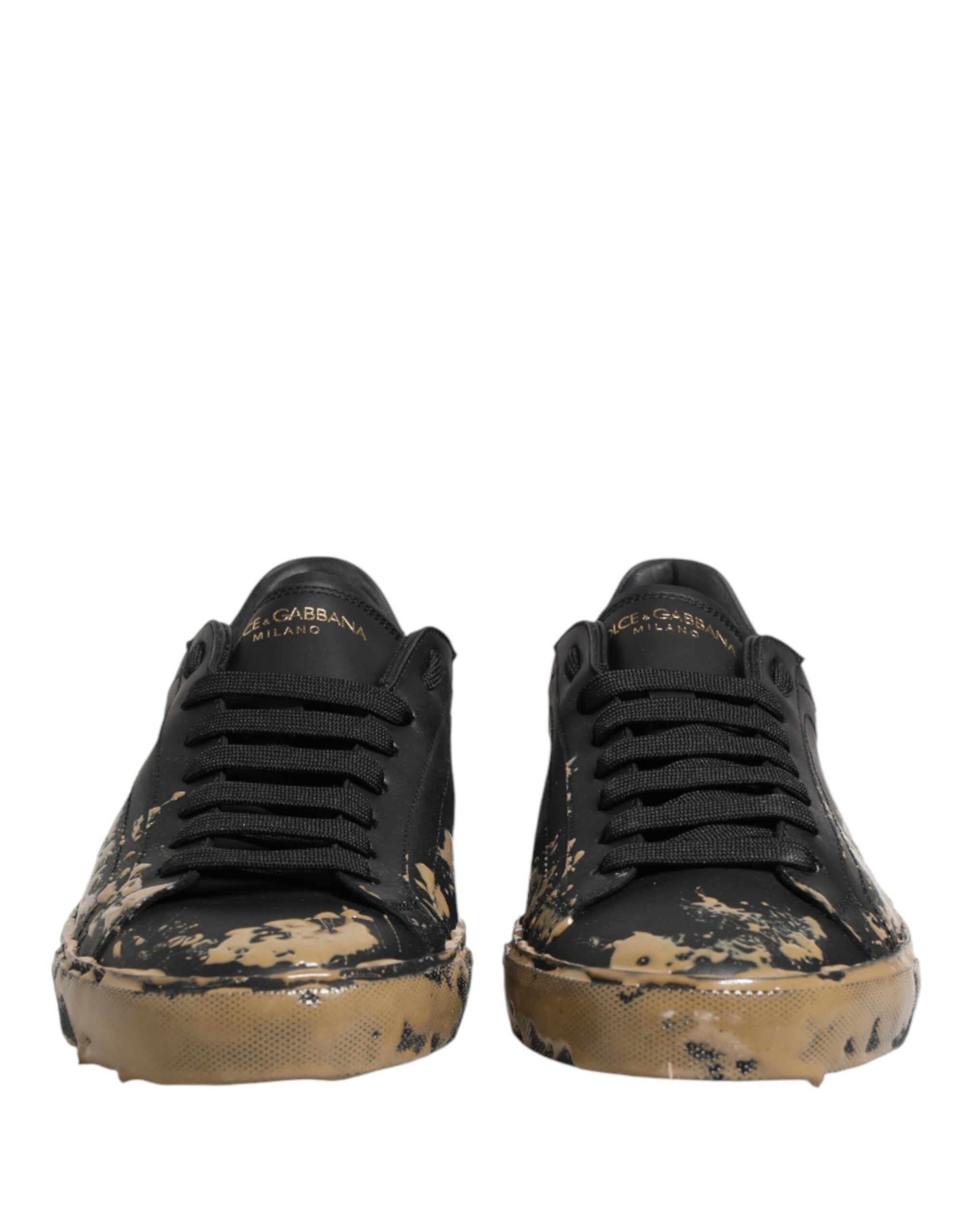 Dolce & Gabbana Black Portofino Mud Effect Low Top Sneakers Shoes Dolce & Gabbana