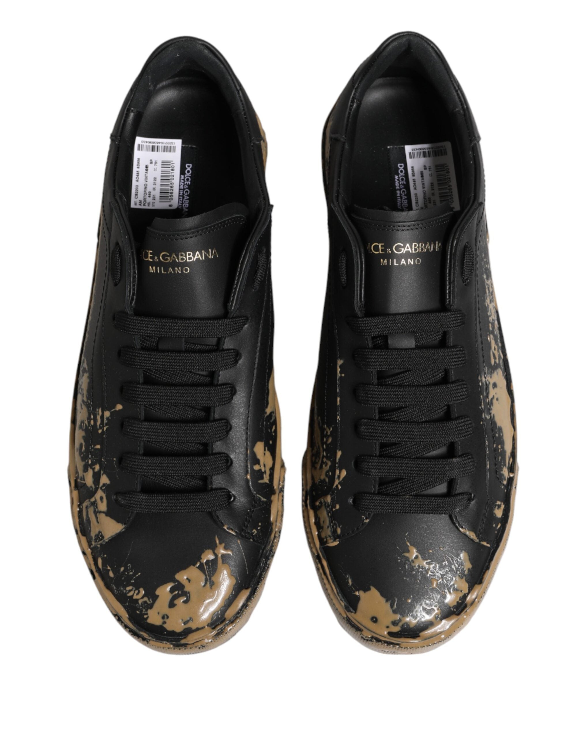 Dolce & Gabbana Black Portofino Mud Effect Low Top Sneakers Shoes Dolce & Gabbana