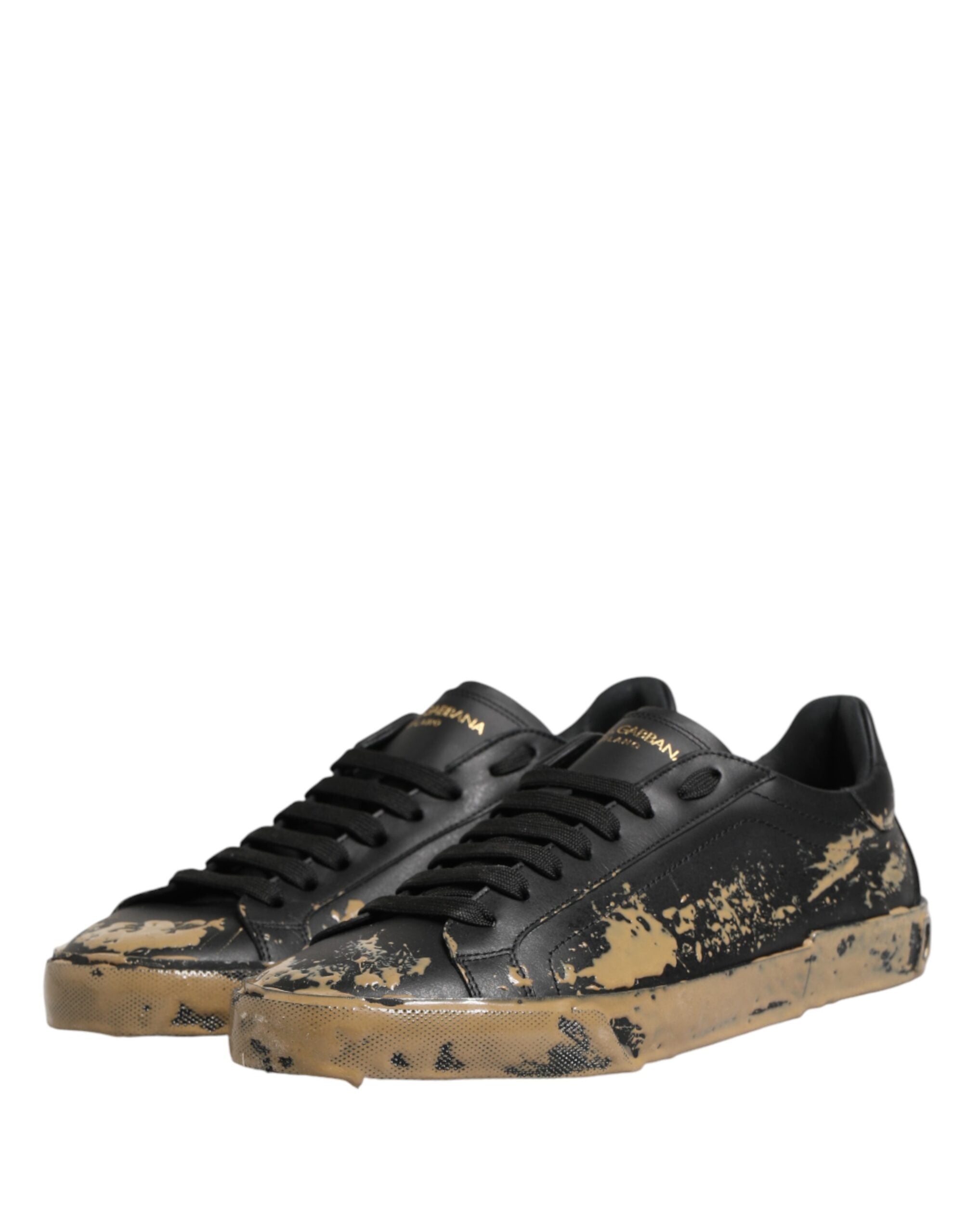 Dolce & Gabbana Black Portofino Mud Effect Low Top Sneakers Shoes Dolce & Gabbana