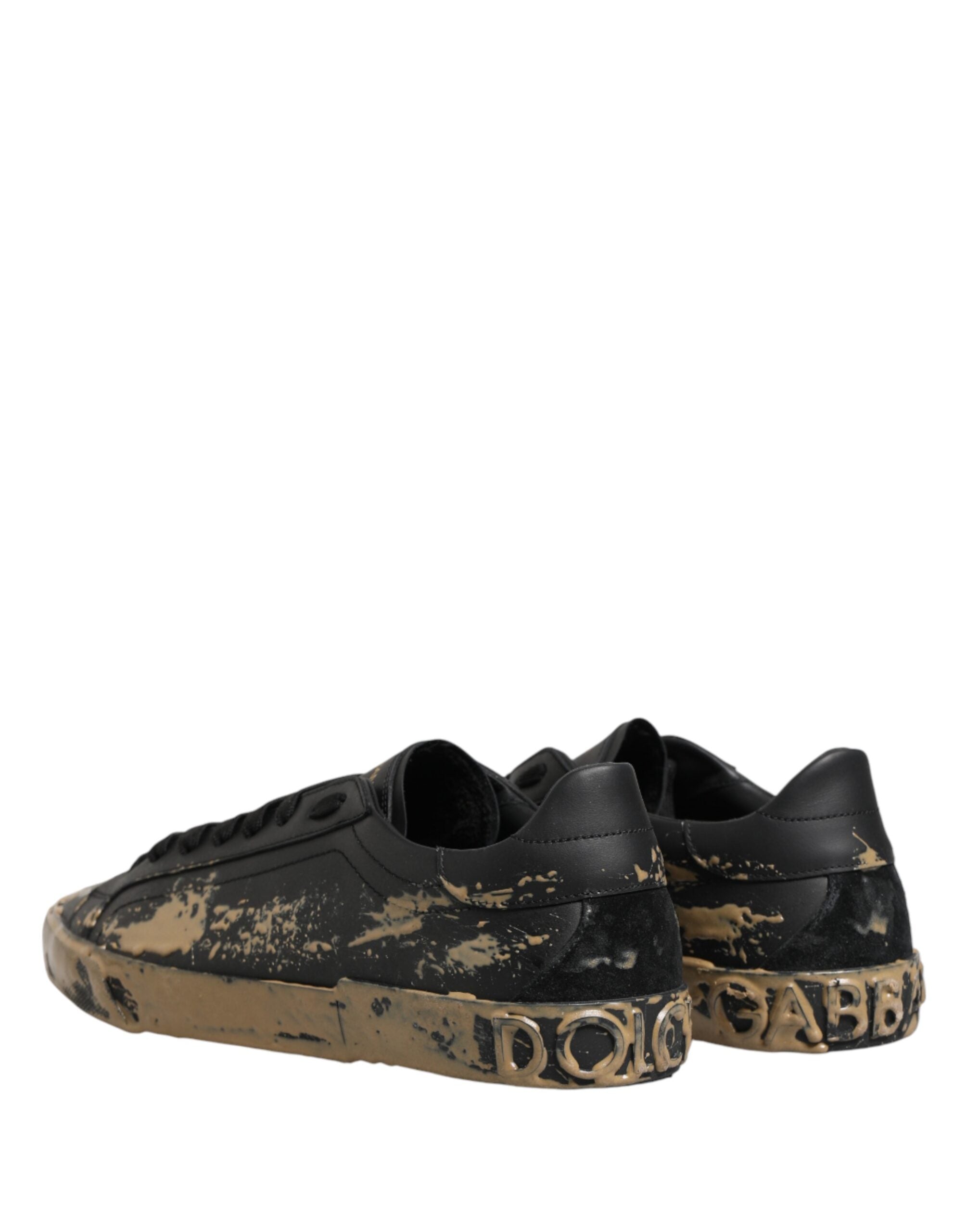 Dolce & Gabbana Black Portofino Mud Effect Low Top Sneakers Shoes Dolce & Gabbana