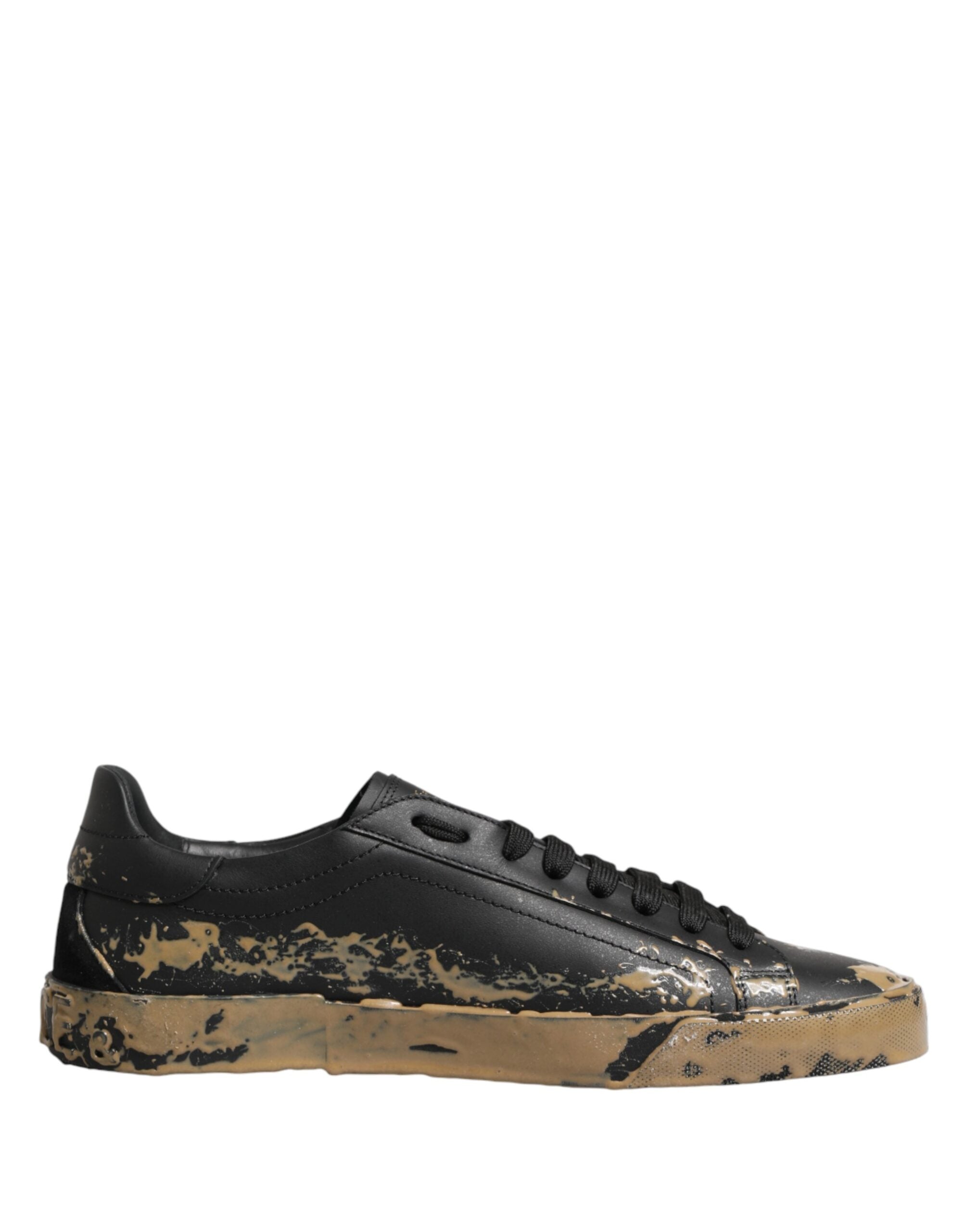 Dolce & Gabbana Black Portofino Mud Effect Low Top Sneakers Shoes Dolce & Gabbana