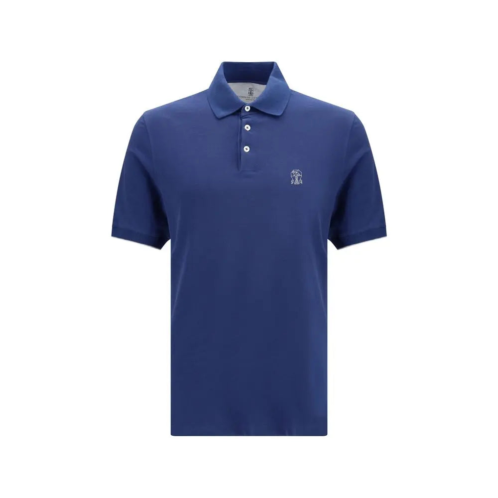 Brunello Cucinelli Blue Cotton Polo Shirt Brunello Cucinelli
