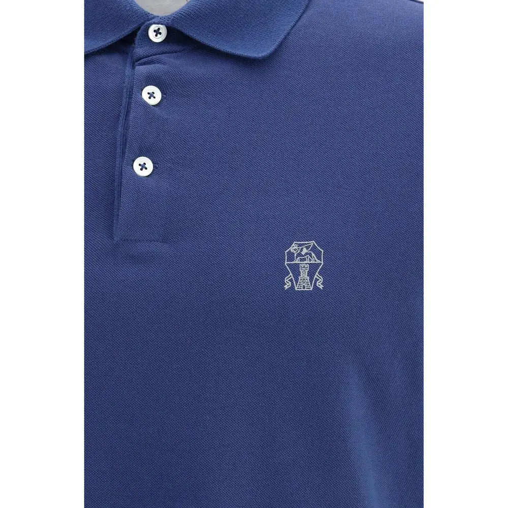 Brunello Cucinelli Blue Cotton Polo Shirt Brunello Cucinelli