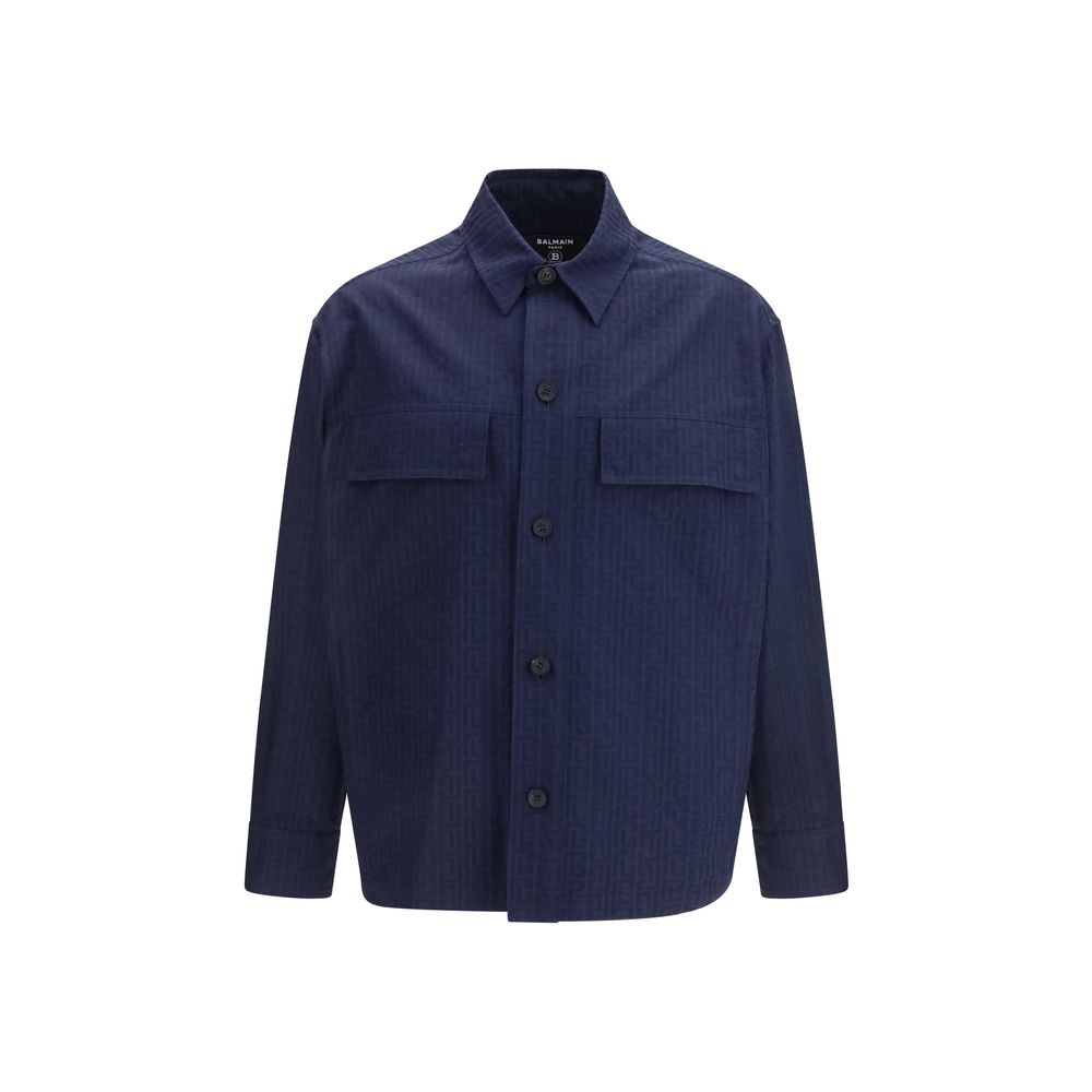 Balmain Blue Cotton Coat Balmain