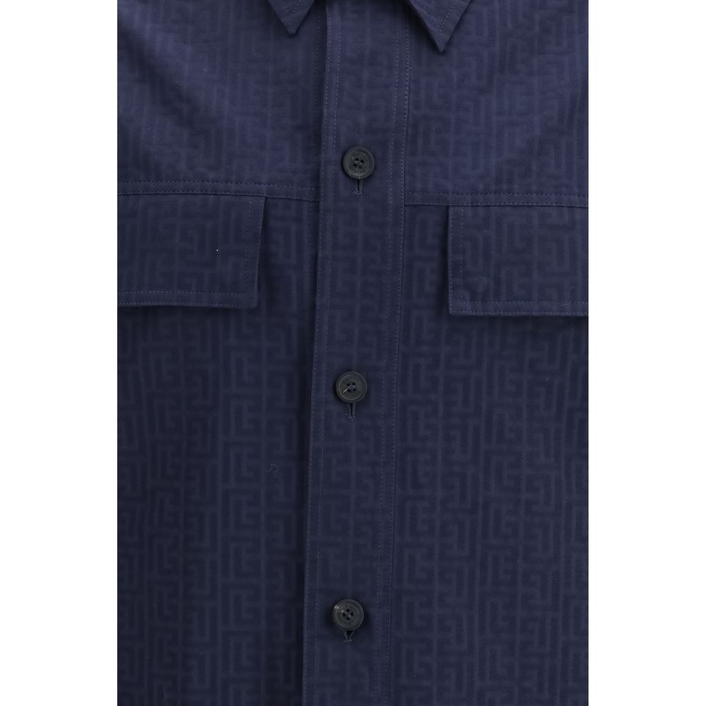 Balmain Blue Cotton Coat Balmain