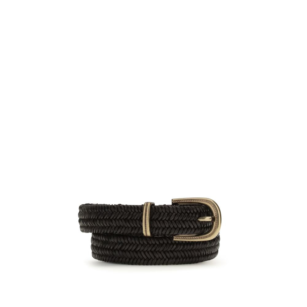 Brunello Cucinelli Black Calf Leather Bos Taurus Regular Belt Brunello Cucinelli