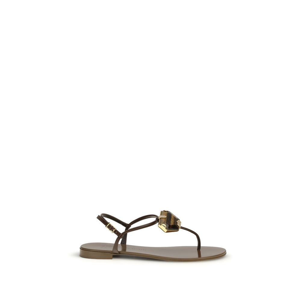 Giuseppe Zanotti Brown Stainless Steel Flat Sandals Giuseppe Zanotti