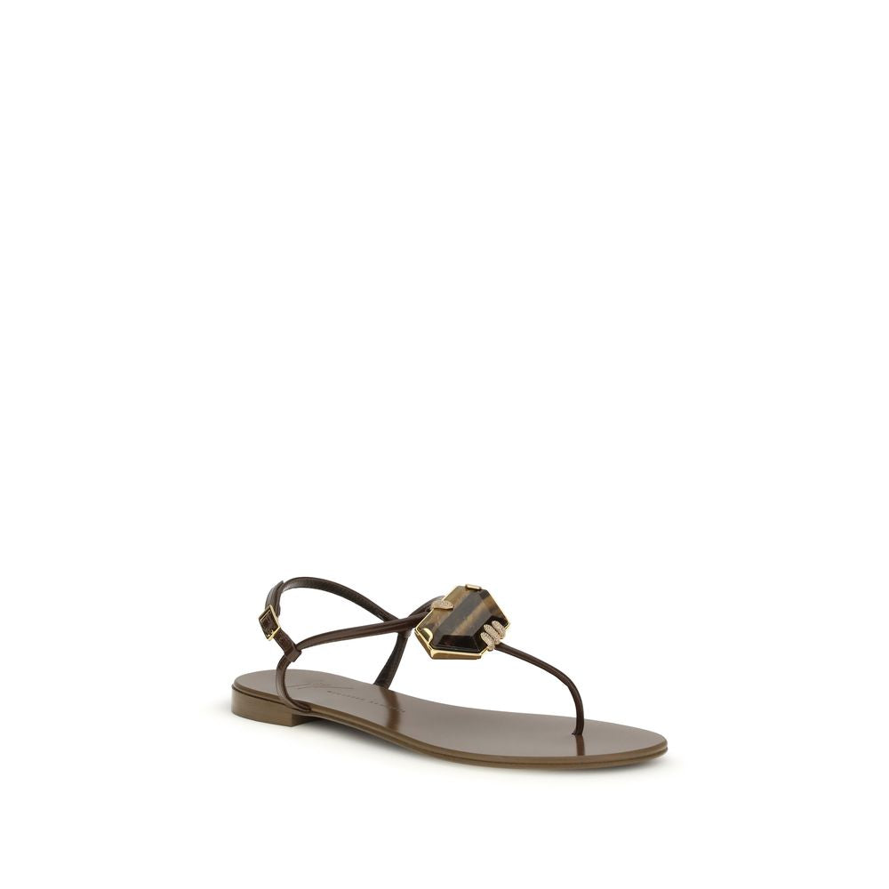 Giuseppe Zanotti Brown Stainless Steel Flat Sandals Giuseppe Zanotti