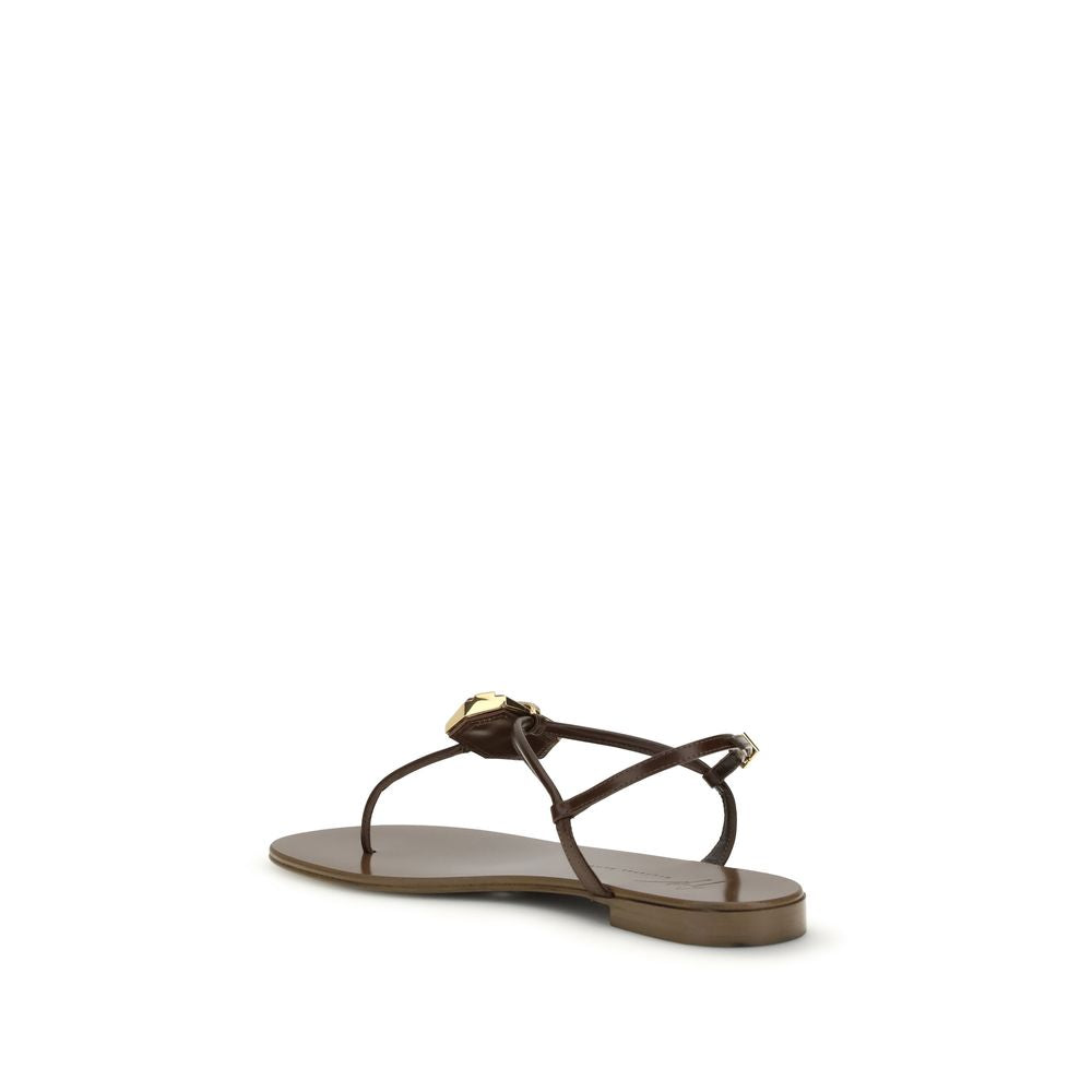 Giuseppe Zanotti Brown Stainless Steel Flat Sandals Giuseppe Zanotti