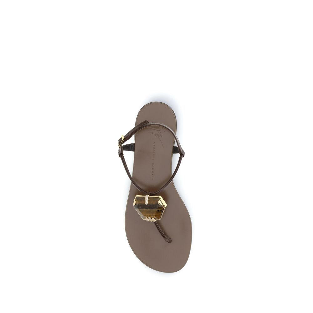 Giuseppe Zanotti Brown Stainless Steel Flat Sandals Giuseppe Zanotti