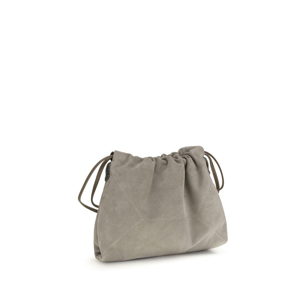 Brunello Cucinelli Gray Calf Leather Bos Taurus Clutch Bag Brunello Cucinelli