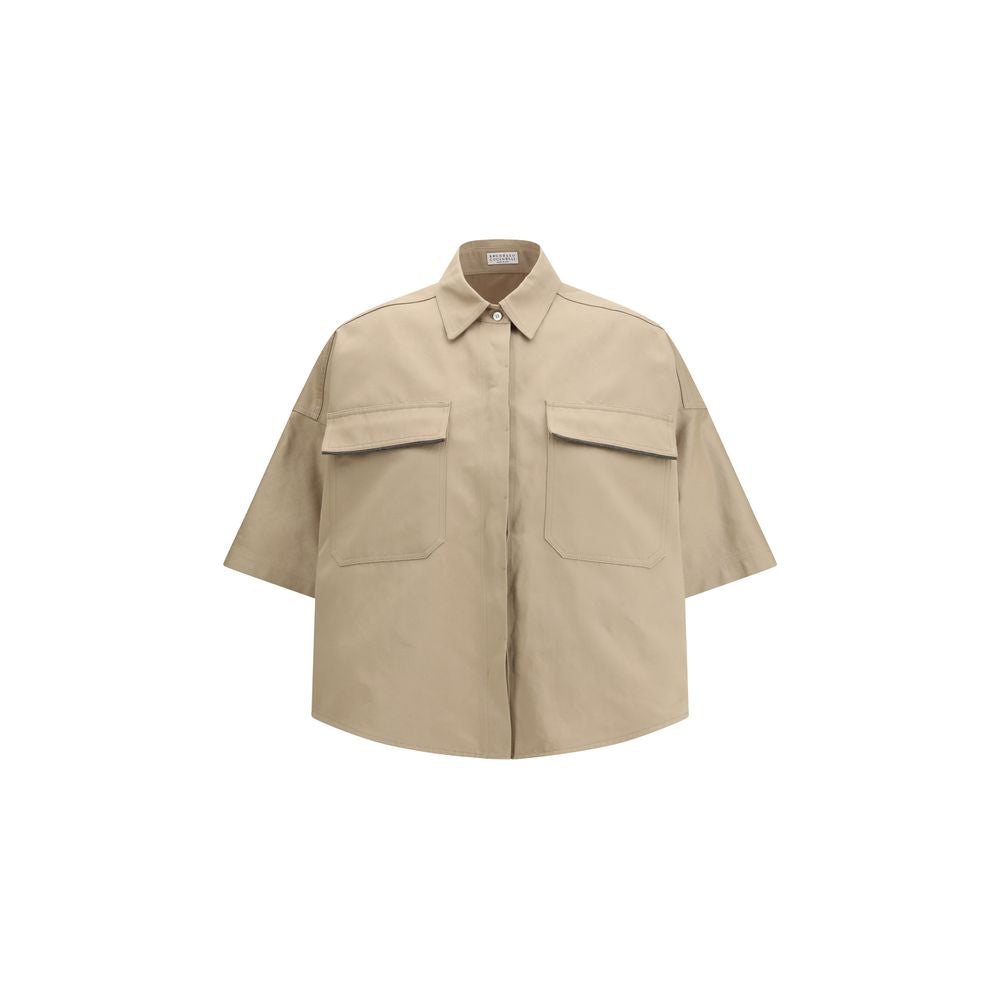 Brunello Cucinelli Beige Cotton Shortsleeve Shirt Brunello Cucinelli