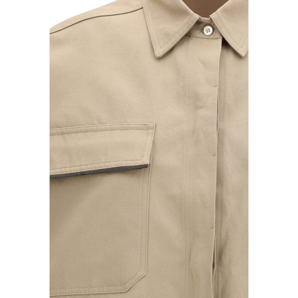 Brunello Cucinelli Beige Cotton Shortsleeve Shirt Brunello Cucinelli