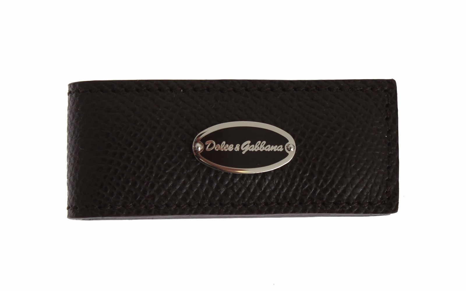 Dolce & Gabbana Brown Leather Magnet Mens Money Bar Clasp Money Cash Clip Dolce & Gabbana