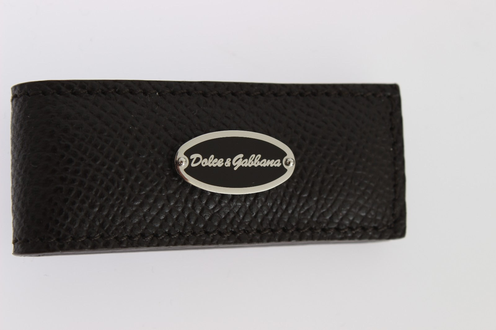 Dolce & Gabbana Brown Leather Magnet Mens Money Bar Clasp Money Cash Clip Dolce & Gabbana