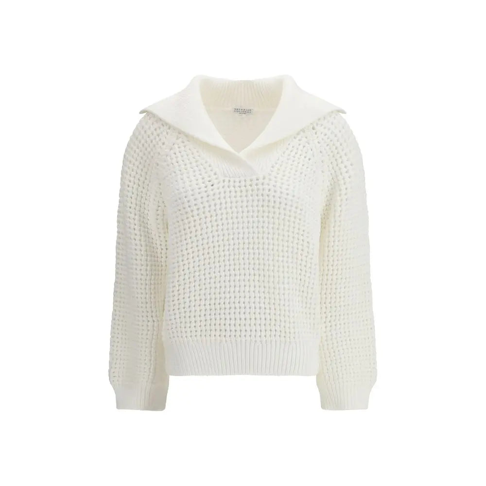 Brunello Cucinelli White Cotton Sweatshirt Brunello Cucinelli