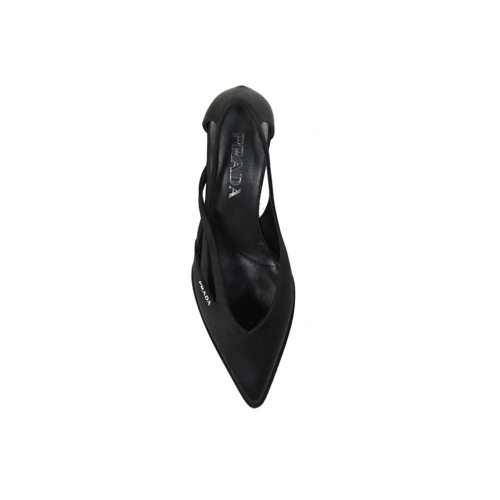 Prada Black Silk Mid Heel Pumps Prada