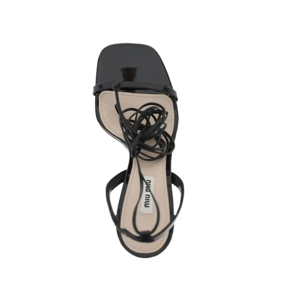 Miu Miu Black Calfskin Strap-On Sandals Miu Miu