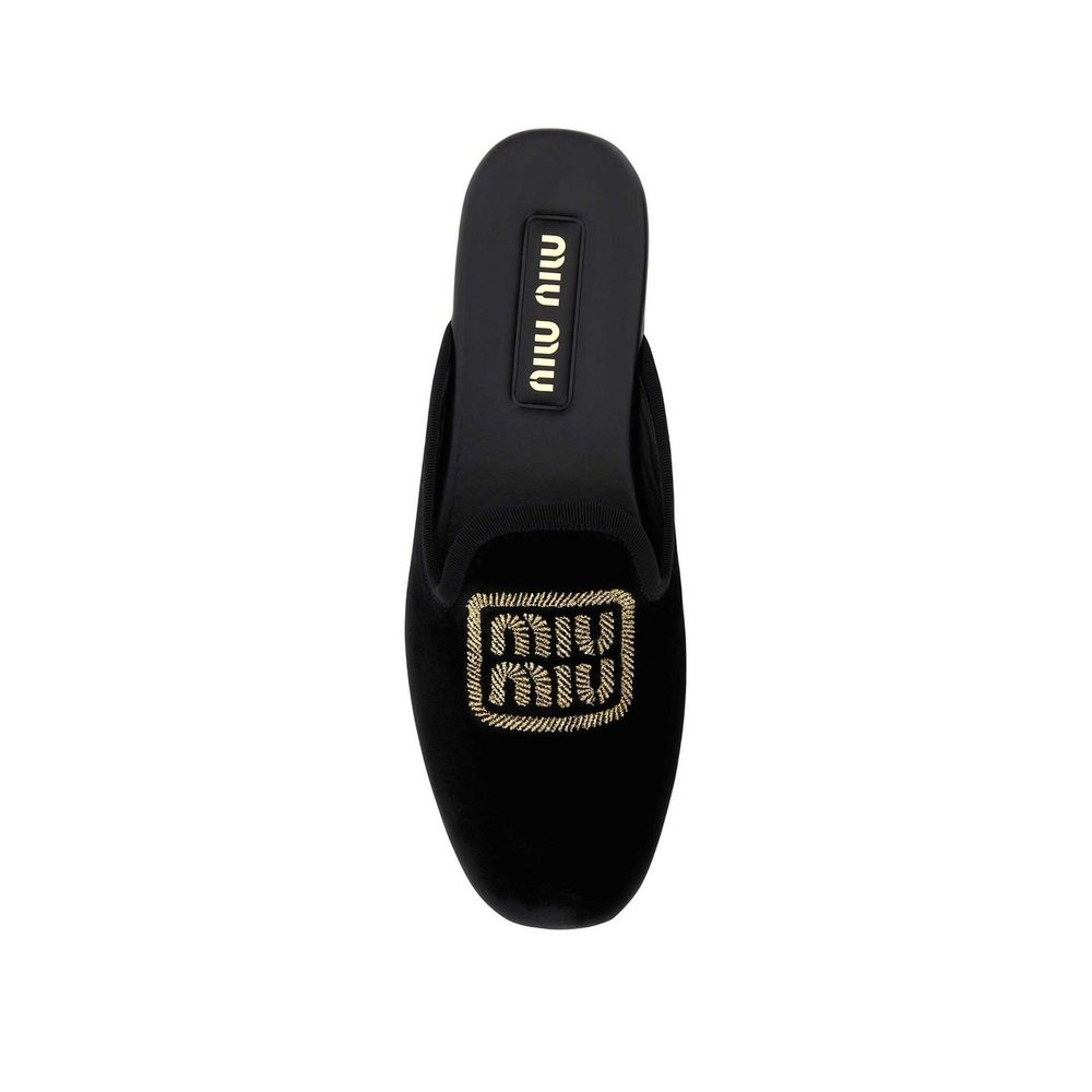Miu Miu Black Calfskin Mules Miu Miu
