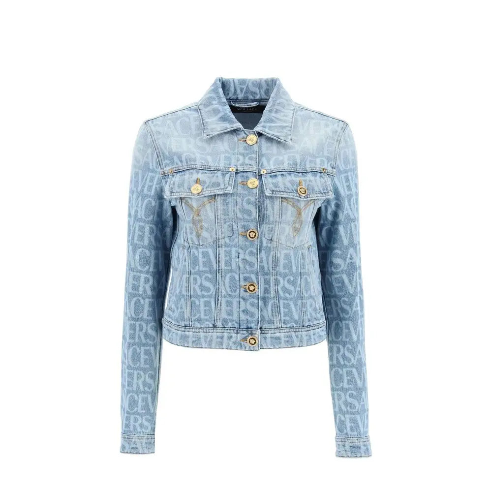 Versace Blue Cotton Denim Jacket Versace
