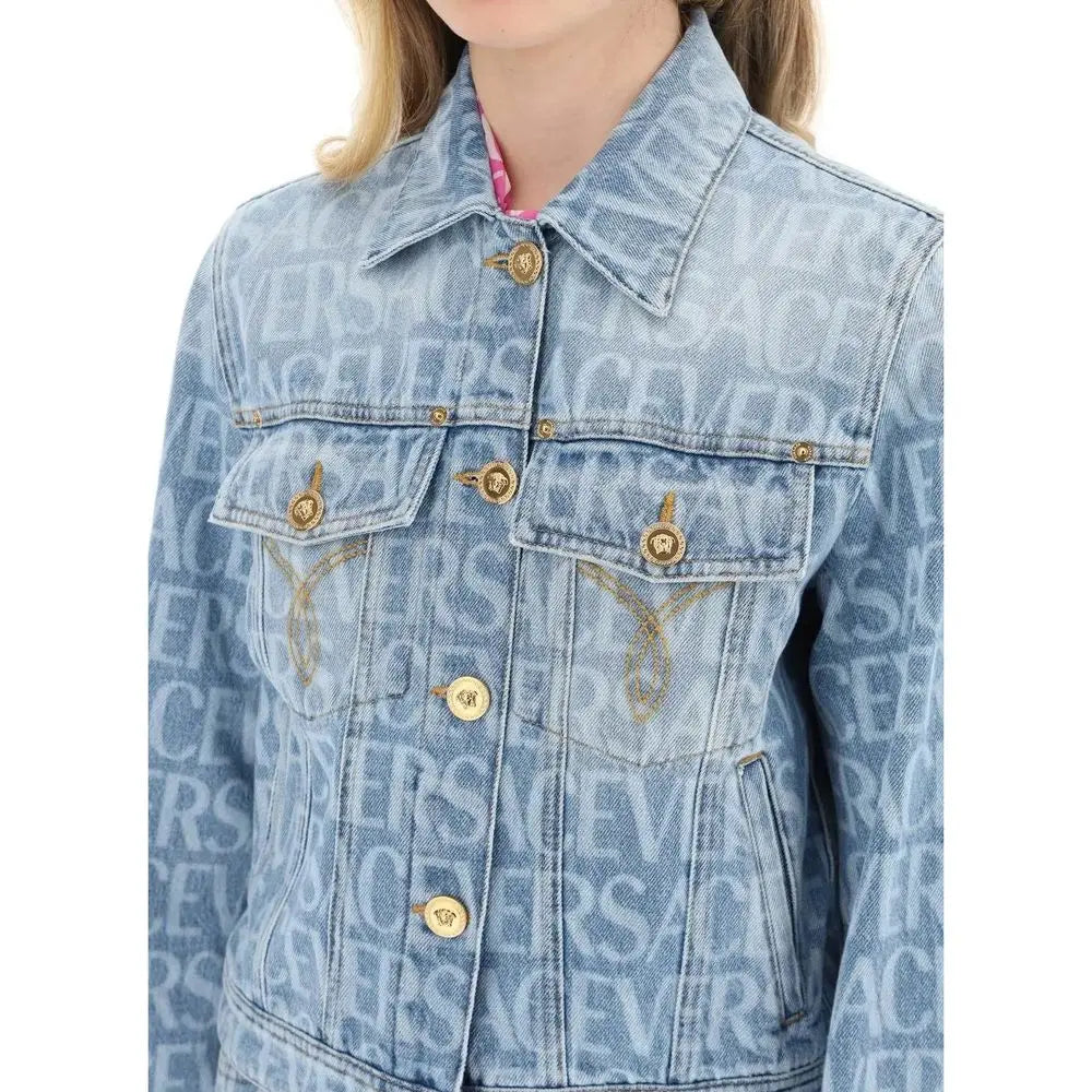 Versace Blue Cotton Denim Jacket Versace
