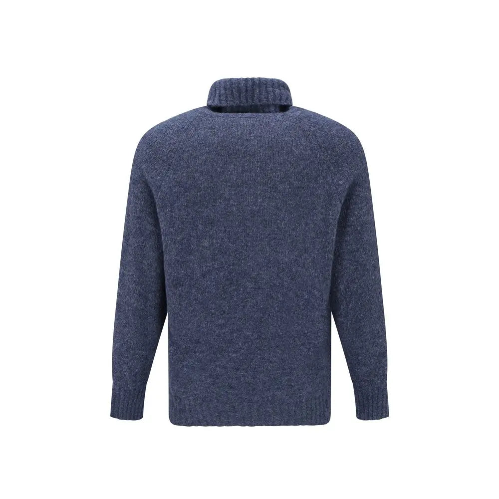 Brunello Cucinelli Blue Alpaca Leather Turtleneck Brunello Cucinelli