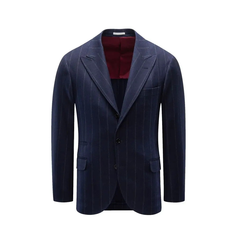 Brunello Cucinelli Blue Virgin Wool Coat Brunello Cucinelli