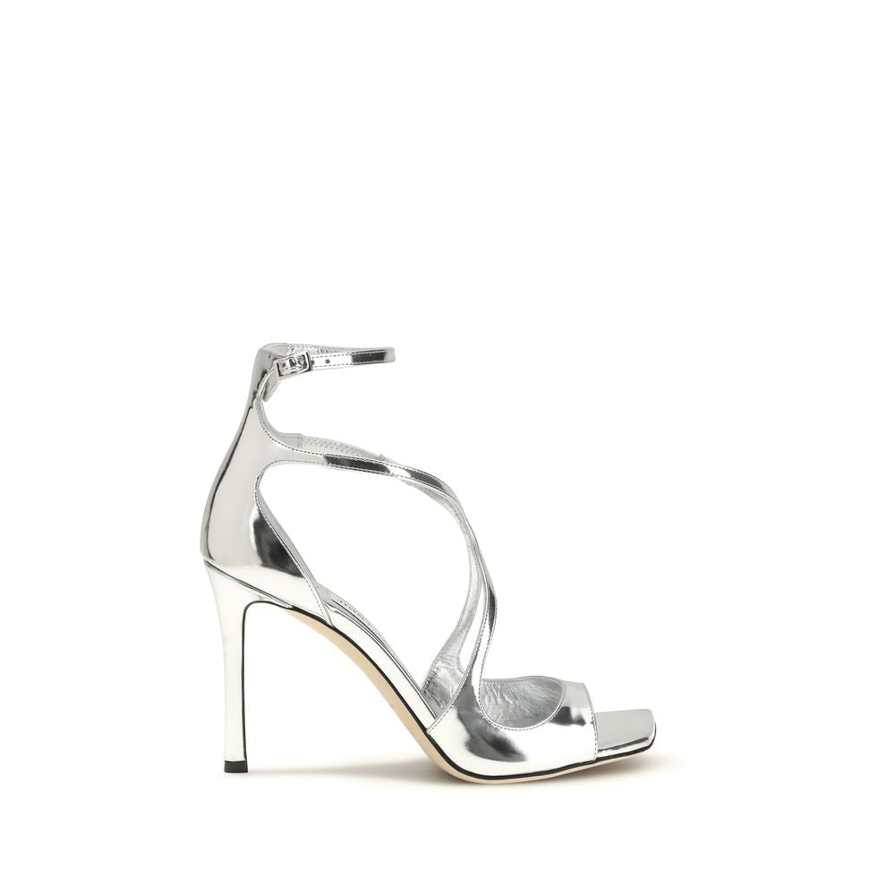 Jimmy Choo Silver Calf Leather Bos Taurus Stiletto Heel Sandals Jimmy Choo