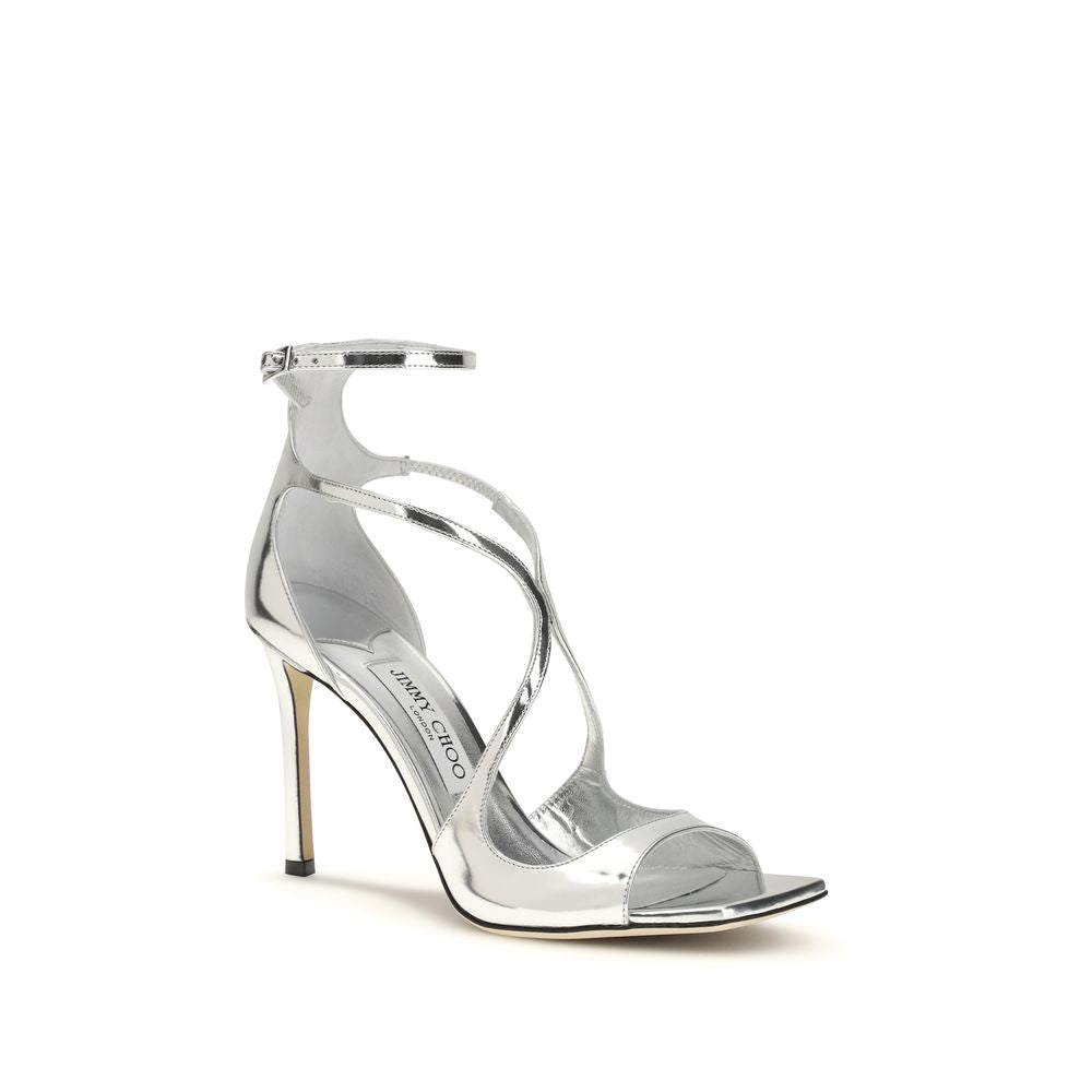Jimmy Choo Silver Calf Leather Bos Taurus Stiletto Heel Sandals Jimmy Choo