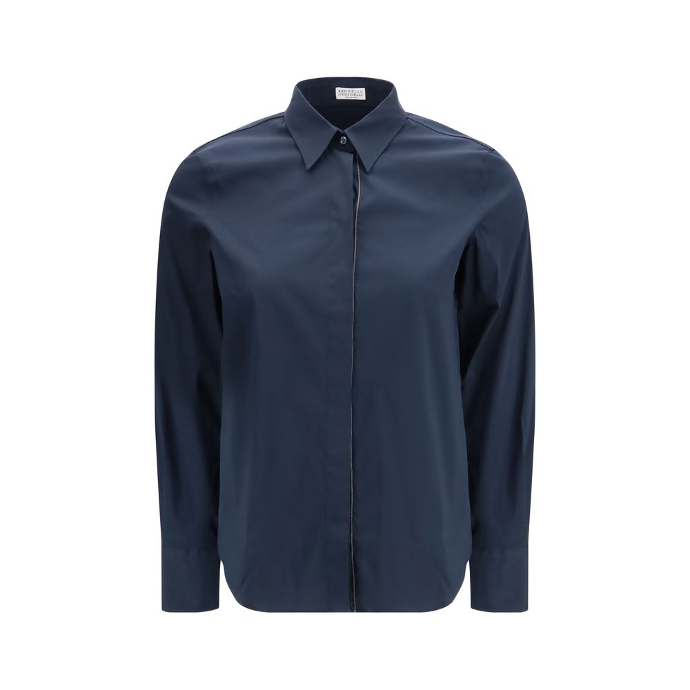 Brunello Cucinelli Blue Cotton Dress Shirt Brunello Cucinelli