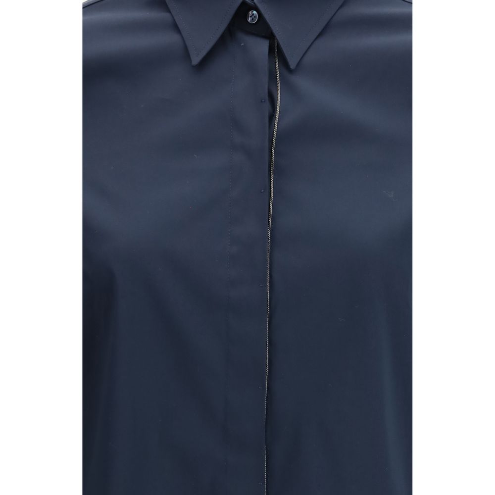 Brunello Cucinelli Blue Cotton Dress Shirt Brunello Cucinelli
