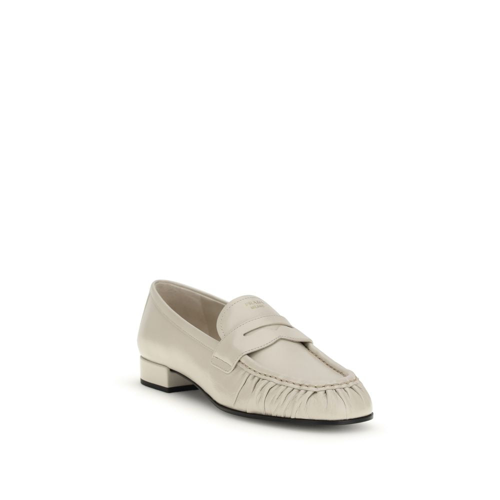 Prada Beige Calf Leather Bos Taurus Slip-On Loafers Prada
