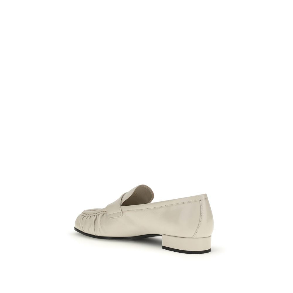 Prada Beige Calf Leather Bos Taurus Slip-On Loafers Prada