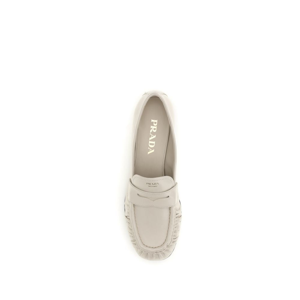 Prada Beige Calf Leather Bos Taurus Slip-On Loafers Prada