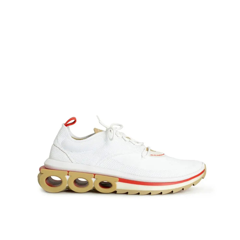 Salvatore Ferragamo White Fabric Athletic Sneakers Salvatore Ferragamo