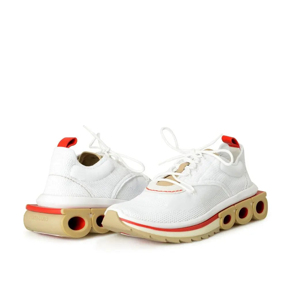Salvatore Ferragamo White Fabric Athletic Sneakers Salvatore Ferragamo