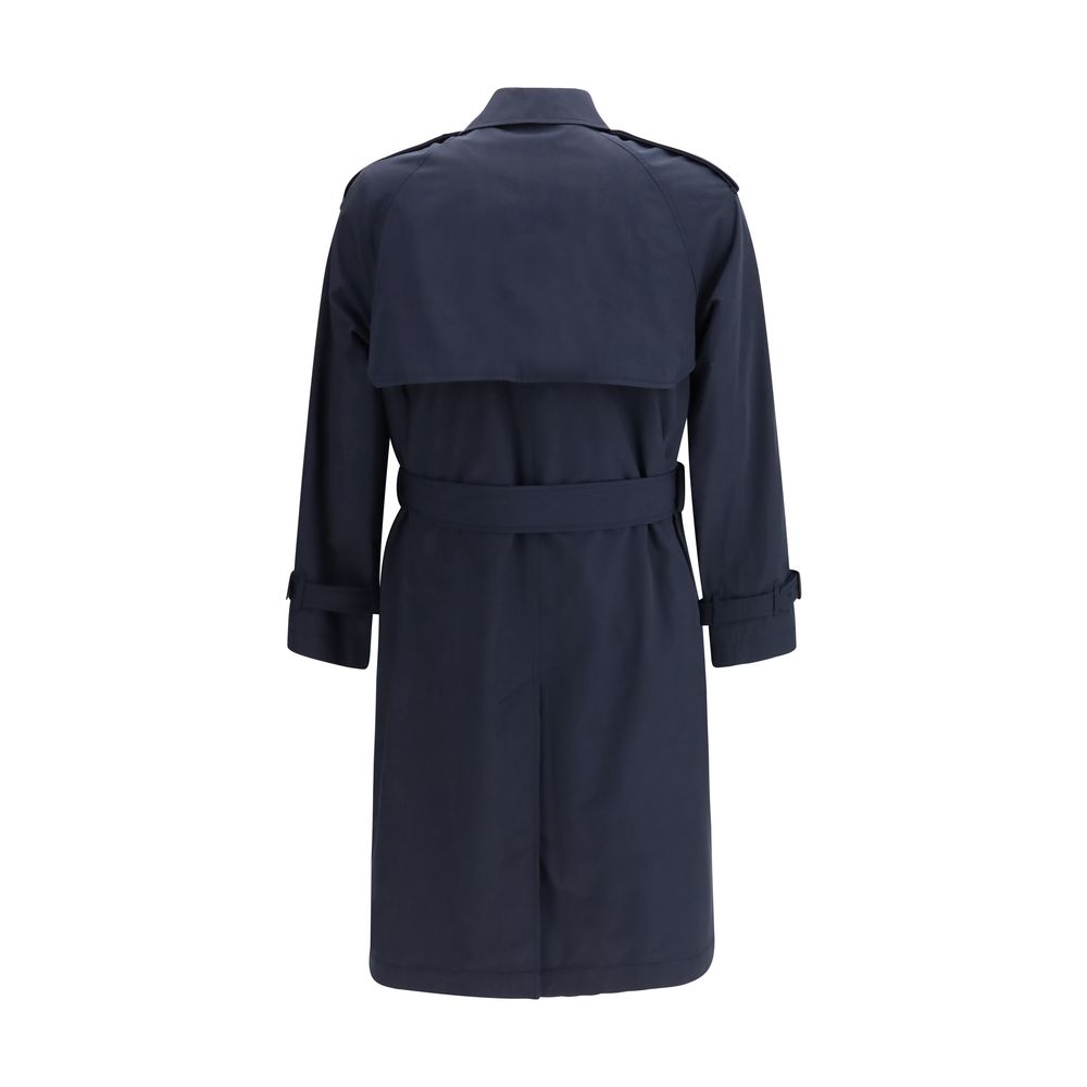 Burberry Blue Polyester Trench Coat Burberry