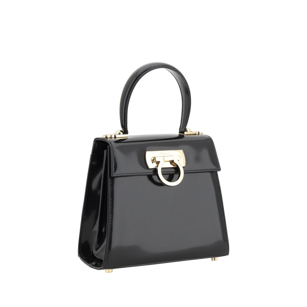 Ferragamo Black Calf Leather Bos Taurus Handbag Ferragamo