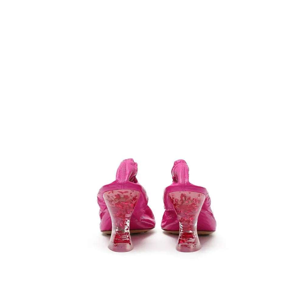 Bottega Veneta Fuchsia Leather Slippers Bottega Veneta