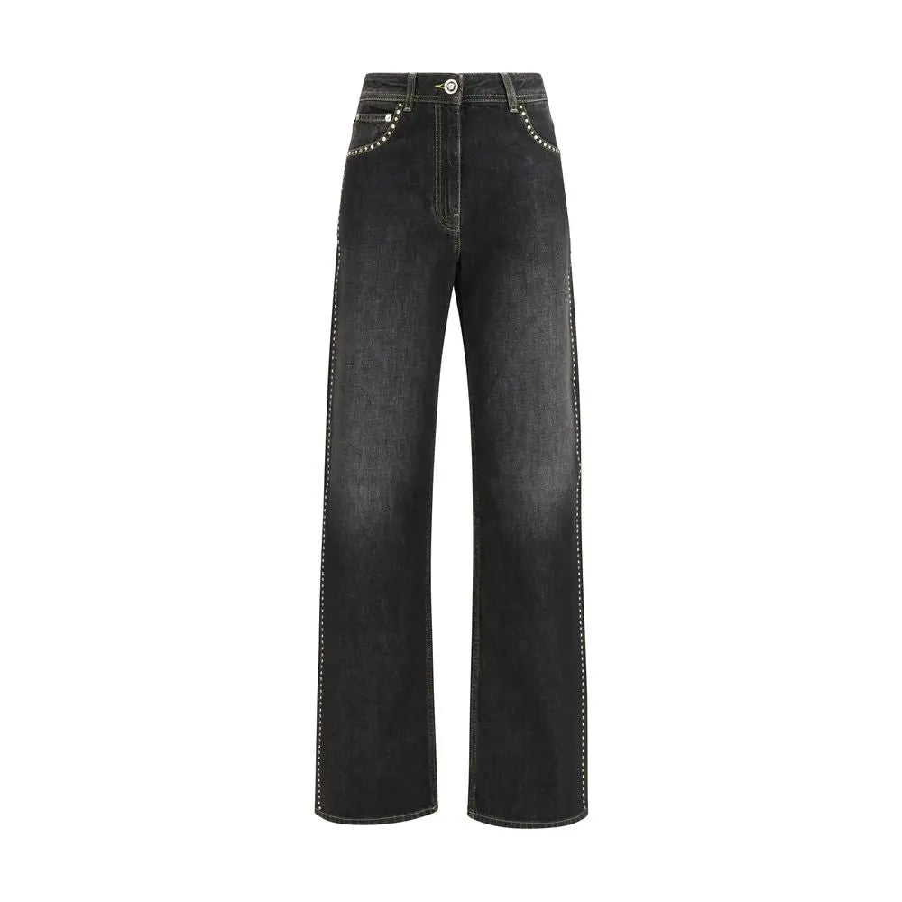 Versace Black Cotton Straight-Leg Jeans Versace