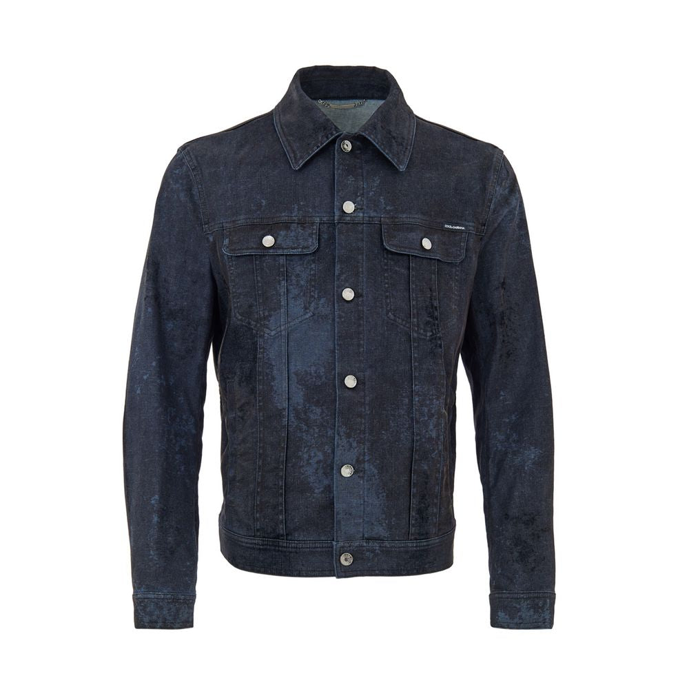 Dolce & Gabbana Gray Cotton Denim Jacket Dolce & Gabbana