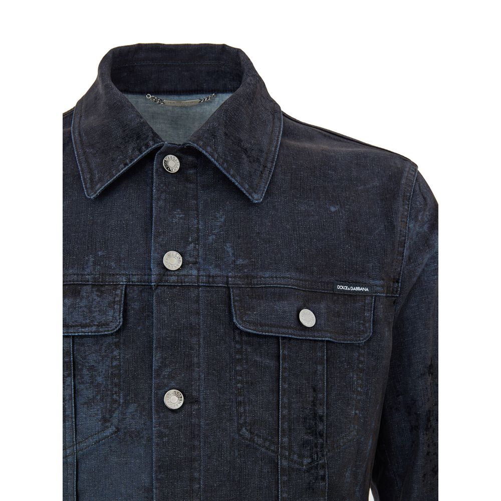 Dolce & Gabbana Gray Cotton Denim Jacket Dolce & Gabbana