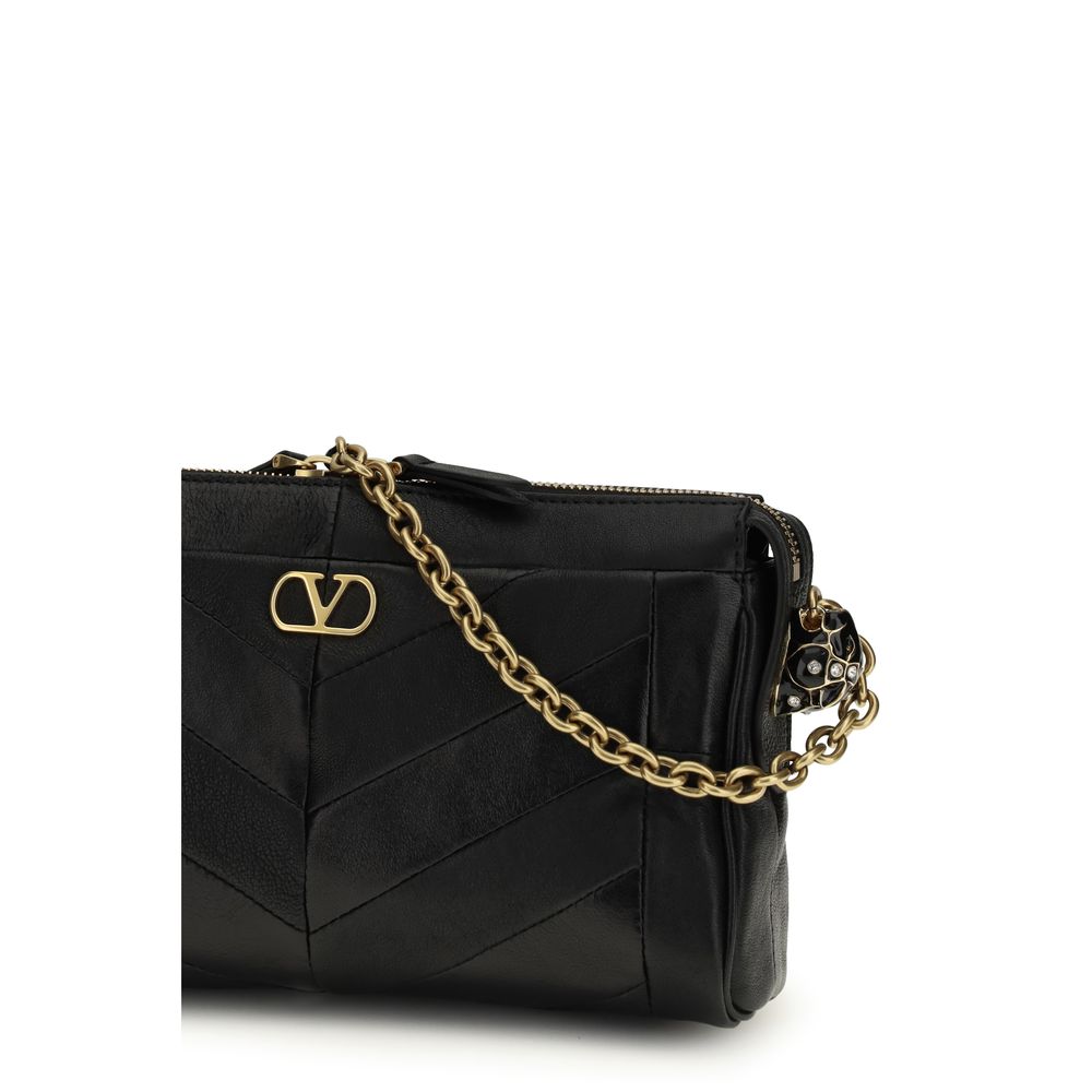 Valentino Garavani Black Calf Leather Bos Taurus Shoulder Bag Valentino Garavani